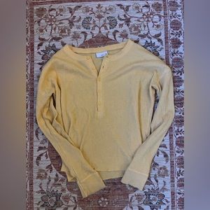 TNA Aritzia Yellow Waffle Knit Long Sleeve